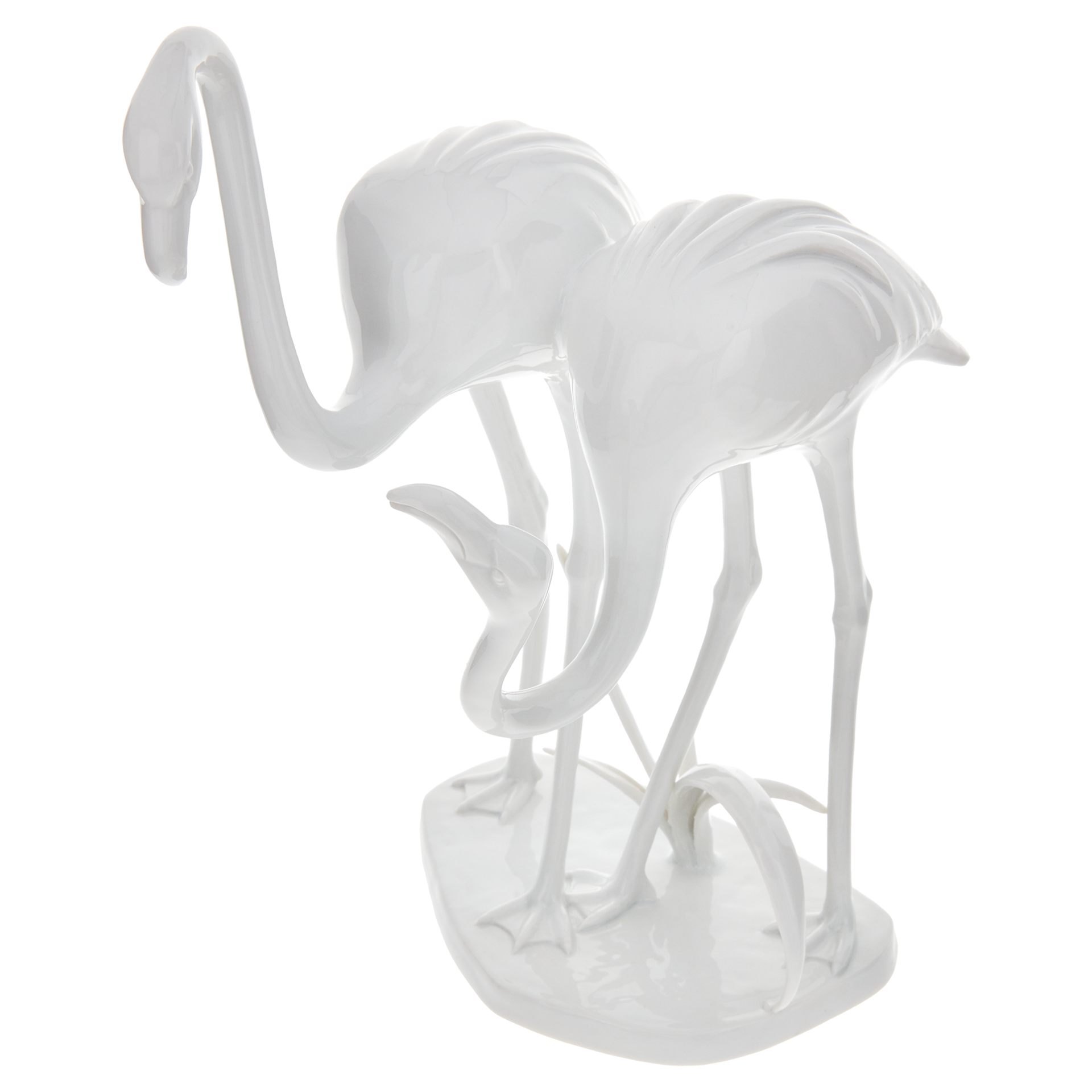 Figurine Meissen Blanc De Chine - Groupe De Flamants Roses - Porcelaine Originale - Occasion