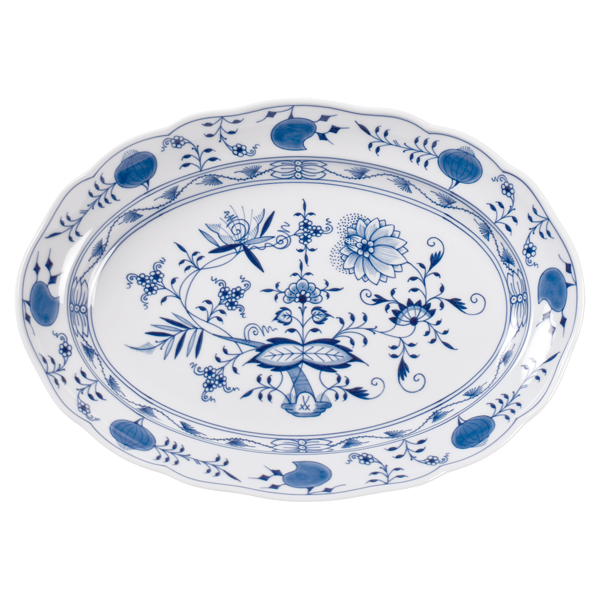 Meissen 磁器皿 青い花模様 約24cm x 13cm Meissen 磁器皿 青い花模様 約24cm x 13cm Meissen 磁器皿 青い花模様