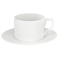 Cappuccino cup & saucer, relief trademark, Shape "Berlin", white, V 0,25 l