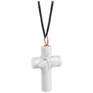 Pendant Crucifix butterfly in white, 750 rose gold