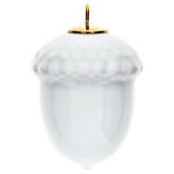 Acorn, white, H 4,4 cm