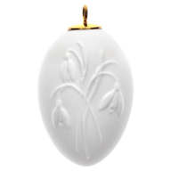 Easter egg with relief, snowdrop, white, bisque, H 5 cm