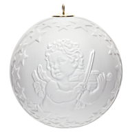 Ball with relief, angel, white, without glaze, Ø 7 cm