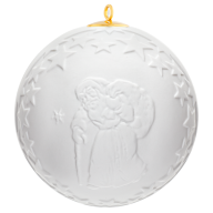 Ball with relief, Santa Claus, white, without glaze, Ø 7 cm