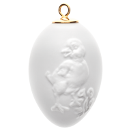 Easter egg with relief, duckling, Shape "New Cutout", white, bisque, H 5 cm