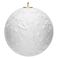 Ball with relief, the star-money, white, without glaze, Ø 7 cm