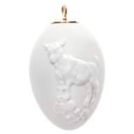 Easter egg with relief, goatling, white, bisque, H 5 cm