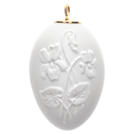 Easter egg with relief, violet, white, bisque, H 5 cm