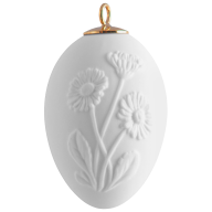 Easter egg with relief, daisy, white, bisque, H 5 cm
