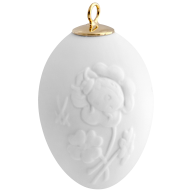 Easter egg with relief, ladybug, white, bisque, H 5 cm