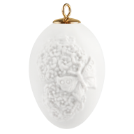 Easter egg with snowball blossom, white, bisque, H 5 cm