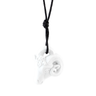 Pendant "Zodiacs " Aries, white, bisque, 3,3 x 2,8 cm