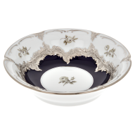 Bowl, Shape "B-Form", Strewn Roses, white-grey, royal blue, shiny platinum, L  cm
