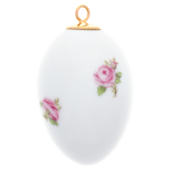Easter egg, Strewn roses, white rim, H 4,5 cm