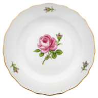 Starter- and Dessert Plate, Shape "New Cutout", Pink rose, gold rim, Ø 20 cm