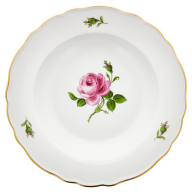 Soup Plate, Shape "New Cutout", Pink rose, gold rim, Ø 22 cm