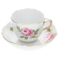 Espressotasse, Shape "New Cutout", Pink rose, gold rim, V 0,1 l