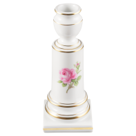 Candlestick, Shape "New Cutout", Pink rose, gold rim, H 14 cm