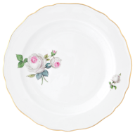 Dinner Plate, Shape "New Cutout", White rose with purple centre, gold rim, Ø 22 cm