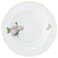 Soup Plate, Shape "New Cutout", White rose with purple centre, gold rim, Ø 22 cm