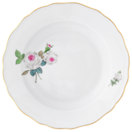 Bread- and Butter Plate, Shape "New Cutout", White rose with purple centre, gold rim, Ø 14 cm