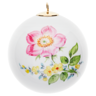Ball, Vintage Flower Painting 2, Dog Rose, gold rim, Ø 5 cm
