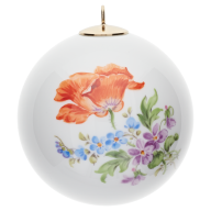 Ball, Vintage flowerpainting 3, poppy, gold rim, Ø 5 cm