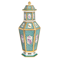 Vase mit lid with honeycomb relief, H 32 cm