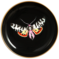 Dish with hanger, Tiger moths on black background, Ø 13 cm