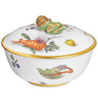 Box, Vegatables and fruit painting,early style,gold dec., Lim. Masterpiece, Ø 18,5 cm