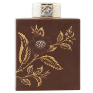 Böttger Stoneware tea caddy with moulded flowering sprig, lim. 75, H 13,5 cm