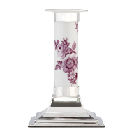 Candlestick with silverplated fittings, Flower impressions, purple, H 13,5 cm