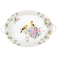 Tray "Flowering splendor with goldfinches", lim. 25, 50 x 34 cm