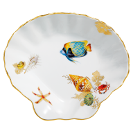 Serving dish, medium, Shape "New Cutout", Marine fauna, coloured, with gold, gold rim, num., lim., L 22 cm