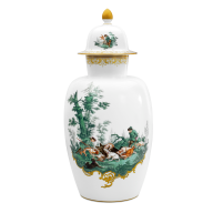 Vase with lid "Hunting Scenes", Hunting scenes after Ridinger, H 53 cm