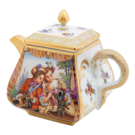 Pot showing "Painterly scenes with lovers" after Watteau, H 9 cm