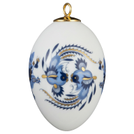 Easter egg, Court dragon, light blue, gold accents, white rim, H 5 cm