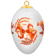 Easter egg, Court dragon, red, gold accents, white rim, H 5 cm
