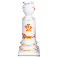 Candlestick, Shape "New Cutout", Ornate dragon, red, gold accents, gold rim, H 14 cm