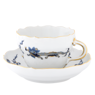 Cappuccino cup & saucer, Shape "New Cutout", Court dragon, blue, V 0,25 l