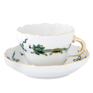 Cappuccino cup & saucer, Shape "New Cutout", Court dragon, green, V 0,25 l