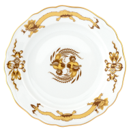 Starter- and Dessert Plate, Shape "New Cutout", Court dragon, yellow, Ø 18 cm