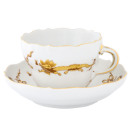 Cappuccino cup & saucer, Shape "New Cutout", Court dragon, yellow, V 0,25 l