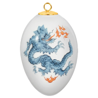 Easter egg, Ming dragon, light blue, white rim, H 5 cm
