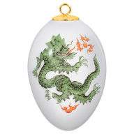 Easter egg, Ming dragon, green, white rim, H 5 cm