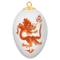 Easter egg, Ming dragon, red, white rim, H 5 cm