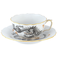 Tea cup & saucer, Shape "New Cutout", Ming dragon, black, V 0,2 l