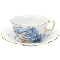 Tea cup & saucer, Shape "New Cutout", Ming dragon, blue, V 0,2 l