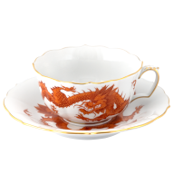 Tea cup & saucer, Shape "New Cutout", Ming dragon, red, V 0,2 l