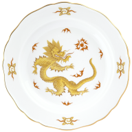 Dinner Plate, Shape "New Cutout", Ming dragon, yellow, Ø 28 cm